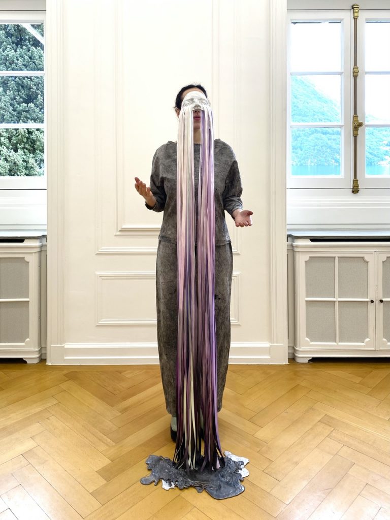 Adélaïde Feriot, Rayon vert, 2021. Performance in occasion of the exhibition “Un Lac Inconnu” at Bally Foundation, Lugano 2023. © Photo: Adélaïde Feriot, courtesy the artist.